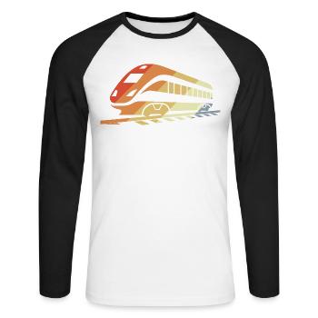 Railway Retro Style - Unisex Long Sleeve Baseball T-Shirt - white/black - Front - Nik (191cm)