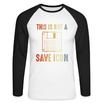 This is not a save icon - Unisex Long Sleeve Baseball T-Shirt - white/black - Front - Nik (191cm)