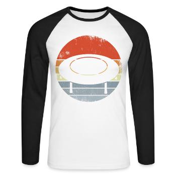 Dessin de trampoline vintage - T-shirt baseball manches longues Homme - blanc/noir - Devant - Nik (191cm)