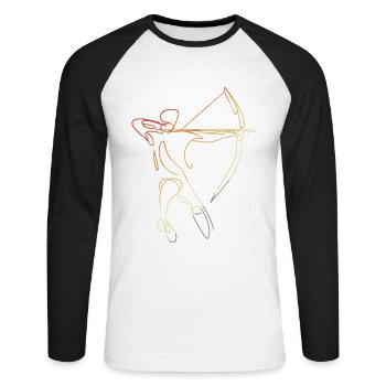 Vintage Bogenschütze - Unisex Baseballshirt langarm - Weiß/Schwarz - Vorne - Nik (191cm)