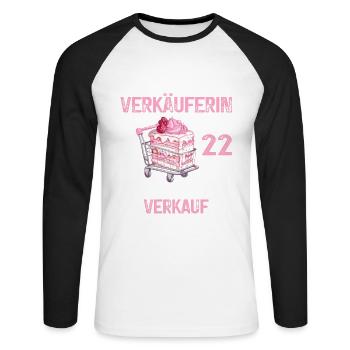 22 Geburtstag Verkäuferin Einzelhandel Spruch - Unisex Baseballshirt langarm - Weiß/Schwarz - Vorne - Nik (191cm)