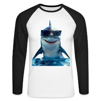Requin Requin Requin Tigre Requin Requin Gris Grand Requin Blanc - T-shirt baseball manches longues Homme - blanc/noir - Devant - Nik (191cm)