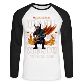 Musique rock diabolique - T-shirt baseball manches longues Homme - blanc/noir - Devant - Nik (191cm)