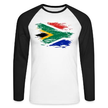 South Africa flag used - Unisex Long Sleeve Baseball T-Shirt - white/black - Front - Nik (191cm)