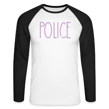 Policier Fille Fière Cadeau Mignon - T-shirt baseball manches longues Homme - blanc/noir - Devant - Nik (191cm)
