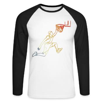 Basketball Retro Look - Unisex Baseballshirt langarm - Weiß/Schwarz - Vorne - Nik (191cm)