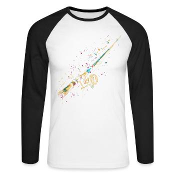 Graffiti de canne à pêche - T-shirt baseball manches longues Homme - blanc/noir - Devant - Nik (191cm)