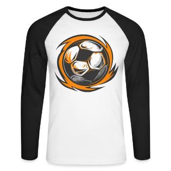 Fußball Illustration - Unisex Baseballshirt langarm - Weiß/Schwarz - Vorne - Nik (191cm)