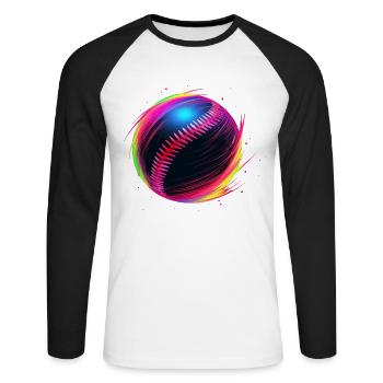 Baseball Ball Vaporwave - Unisex Baseballshirt langarm - Weiß/Schwarz - Vorne - Nik (191cm)