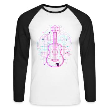 Ukulele Sketch Retro - Unisex Long Sleeve Baseball T-Shirt - white/black - Front - Nik (191cm)