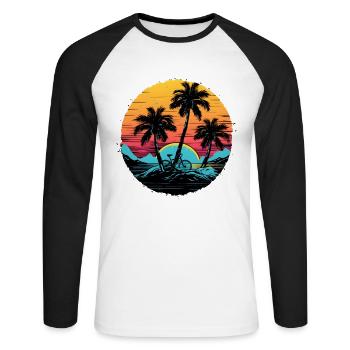 Retro Fahrradfahrer - Unisex Baseballshirt langarm - Weiß/Schwarz - Vorne - Nik (191cm)
