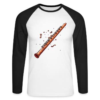 Flute Graphic - Unisex Long Sleeve Baseball T-Shirt - white/black - Front - Nik (191cm)