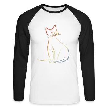 Cat Sketch Retro - Unisex Long Sleeve Baseball T-Shirt - white/black - Front - Nik (191cm)
