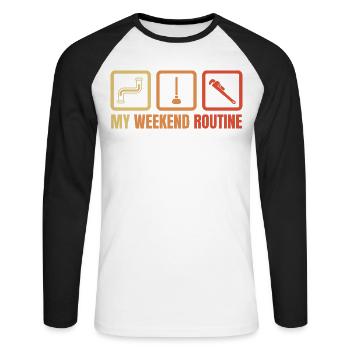 Plumber Weekend Routine - Unisex Long Sleeve Baseball T-Shirt - white/black - Front - Nik (191cm)