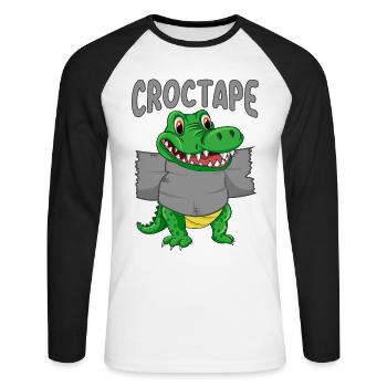 Ruban Croco | Crocodile Baby avec ruban Croco - T-shirt baseball manches longues Homme - blanc/noir - Devant - Nik (191cm)