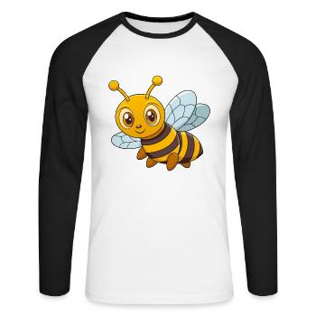 Bee Cute Mascot Cartoon Character Kawaii - Unisex Long Sleeve Baseball T-Shirt - white/black - Front - Nik (191cm)
