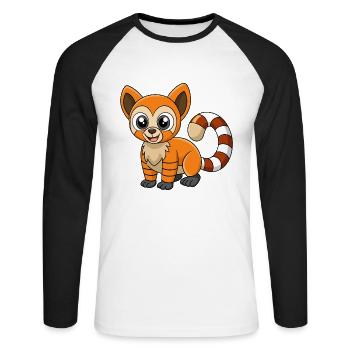 Lemur Cute Mascot Cartoon Character Kawaii - Unisex Long Sleeve Baseball T-Shirt - white/black - Front - Nik (191cm)