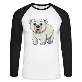 Polar Bear Cute Mascot Cartoon Character Kawaii - Unisex Long Sleeve Baseball T-Shirt - white/black - Front - Nik (191cm)