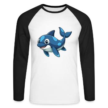 Orque Mascotte mignonne Personnage de dessin animé Kawaii - T-shirt baseball manches longues Homme - blanc/noir - Devant - Nik (191cm)
