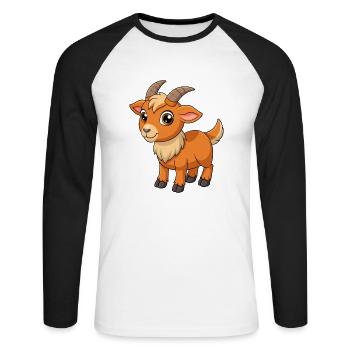 Goat Cute Mascot Cartoon Character Kawaii - Unisex Long Sleeve Baseball T-Shirt - white/black - Front - Nik (191cm)