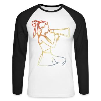 Cheerleader Vintage Look - Unisex Long Sleeve Baseball T-Shirt - white/black - Front - Nik (191cm)