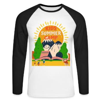 Kids Summer Camp Sunrise - Unisex Long Sleeve Baseball T-Shirt - white/black - Front - Nik (191cm)