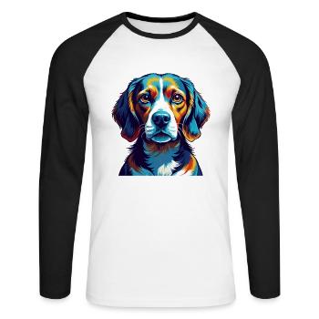 Beagle Harrier Hunderasse Bunte Karikatur Kawaii - Unisex Baseballshirt langarm - Weiß/Schwarz - Vorne - Nik (191cm)