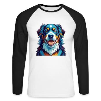 Berner Laufhund Dog Breed Colorful Cartoon Kawaii - Unisex Long Sleeve Baseball T-Shirt - white/black - Front - Nik (191cm)