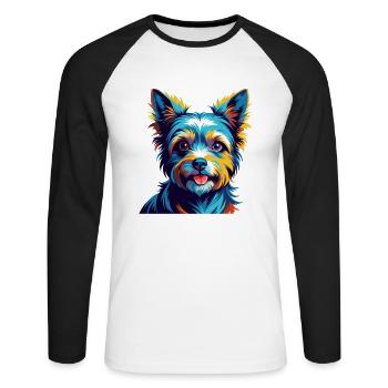 Biewer Terrier Dog Breed Colorful Cartoon Kawaii - Unisex Long Sleeve Baseball T-Shirt - white/black - Front - Nik (191cm)