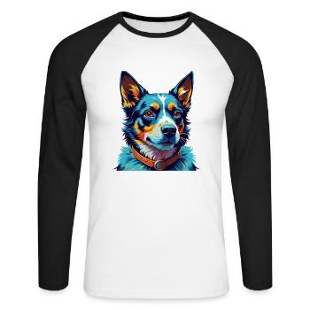 Blue Heeler Dog Breed Colorful Cartoon Kawaii - Unisex Long Sleeve Baseball T-Shirt - white/black - Front - Nik (191cm)