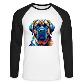Brasilianische Dogge Hunderasse Karikatur Kawaii - Unisex Baseballshirt langarm - Weiß/Schwarz - Vorne - Nik (191cm)