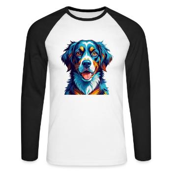 Braque Du Bourbonnais Hunderasse Karikatur Kawaii - Unisex Baseballshirt langarm - Weiß/Schwarz - Vorne - Nik (191cm)