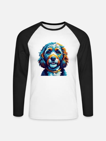 Cockapoo Hunderasse Bunt Karikatur Kawaii - Unisex Baseballshirt langarm - Weiß/Schwarz
