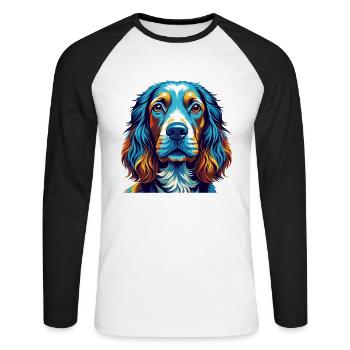 Englischer Cocker Spaniel Hunderasse Karikatur Kawaii - Unisex Baseballshirt langarm - Weiß/Schwarz - Vorne - Nik (191cm)
