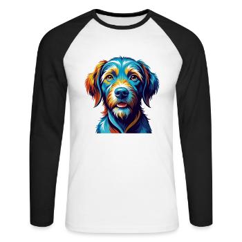 Fauve De Bretagne Dog Breed Cartoon Kawaii - Unisex Long Sleeve Baseball T-Shirt - white/black - Front - Nik (191cm)