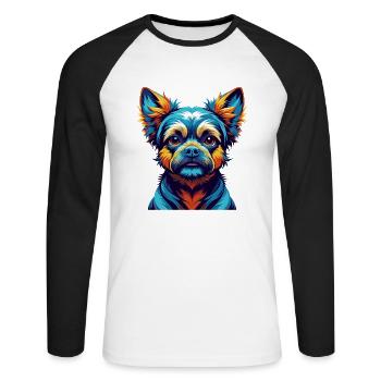 Lapinporokoira Hunderasse Bunte Karikatur Kawaii - Unisex Baseballshirt langarm - Weiß/Schwarz - Vorne - Nik (191cm)