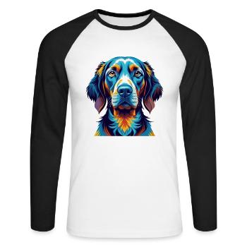 Majestic Tree Hound Dog Breed Cartoon Kawaii - Unisex Long Sleeve Baseball T-Shirt - white/black - Front - Nik (191cm)