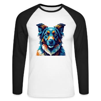 Georgischer Schäferhund Rasse Karikatur Kawaii - Unisex Baseballshirt langarm - Weiß/Schwarz - Vorne - Nik (191cm)
