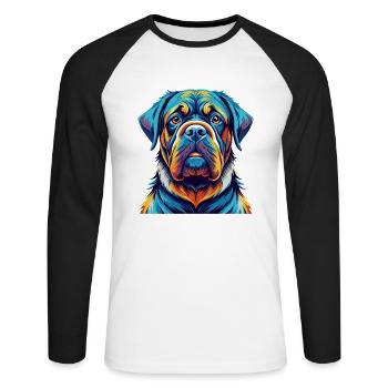 Mallorca Mastiff Hunderasse Bunt Karikatur Kawaii - Unisex Baseballshirt langarm - Weiß/Schwarz - Vorne - Nik (191cm)