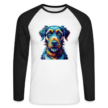 Harrier Hunderasse Bunte Karikatur Kawaii - Unisex Baseballshirt langarm - Weiß/Schwarz - Vorne - Nik (191cm)
