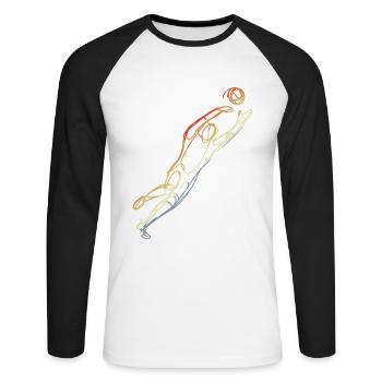 Croquis du gardien de but - T-shirt baseball manches longues Homme - blanc/noir - Devant - Nik (191cm)