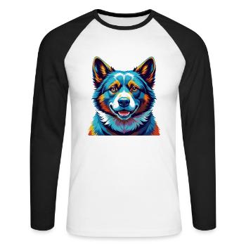 Karelian Bear Dog Breed Colorful Cartoon Kawaii - Unisex Long Sleeve Baseball T-Shirt - white/black - Front - Nik (191cm)