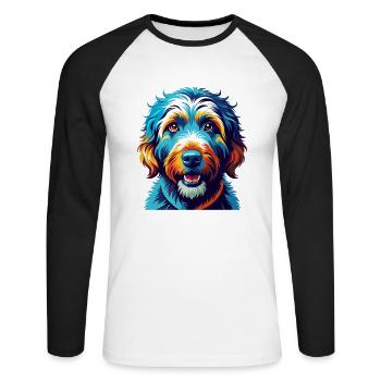 Labradoodle Dog Breed Colorful Cartoon Kawaii - Unisex Long Sleeve Baseball T-Shirt - white/black - Front - Nik (191cm)