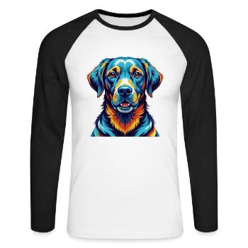 Labrador Hunderasse Bunte Karikatur Kawaii - Unisex Baseballshirt langarm - Weiß/Schwarz - Vorne - Nik (191cm)