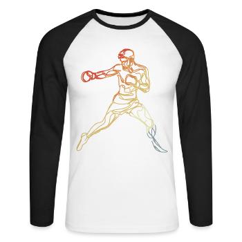 Amateur Boxer Vintage Style - Unisex Baseballshirt langarm - Weiß/Schwarz - Vorne - Nik (191cm)