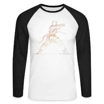 Vintage Karateka Skizze - Unisex Baseballshirt langarm - Weiß/Schwarz - Vorne - Nik (191cm)