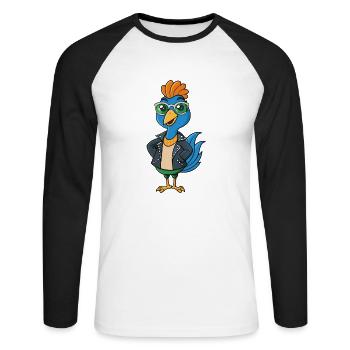 Lunettes de soleil Peacock Funny Cartoon Kawaii Jacket - T-shirt baseball manches longues Homme - blanc/noir - Devant - Nik (191cm)