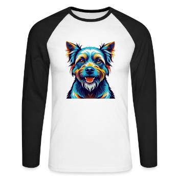 Berger De Beauce Hunderasse Bunte Karikatur Kawaii - Unisex Baseballshirt langarm - Weiß/Schwarz - Vorne - Nik (191cm)
