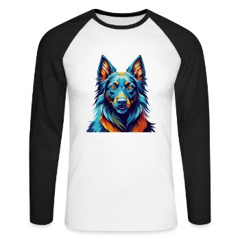 Belgische Groenendael Hunderasse Karikatur Kawaii - Unisex Baseballshirt langarm - Weiß/Schwarz - Vorne - Nik (191cm)