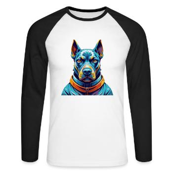 Thai Ridgeback Hunderasse Bunte Karikatur Kawaii - Unisex Baseballshirt langarm - Weiß/Schwarz - Vorne - Nik (191cm)